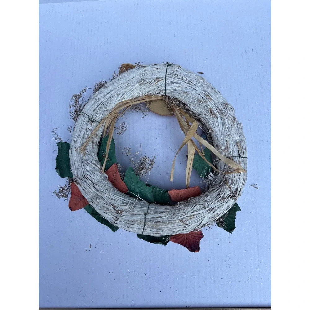 Fall Halloween Wreath Faux Pumpkin Berry‎ Pinecone Straw Front Door Decor